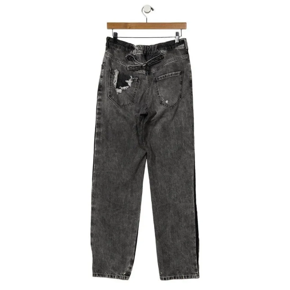Ser.O.Ya Authentic Gray Black Maggie Mid Rise Vintage Straight Leg Jeans Denim